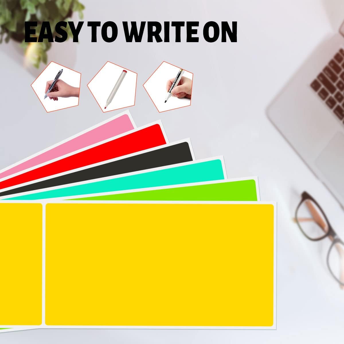 PARLAIM 5 x 3 inch Rectangle Color Coding Sticker Labels, Permanent Adhesive Writable 250pcs Color Code Inventory Label (Light Green)