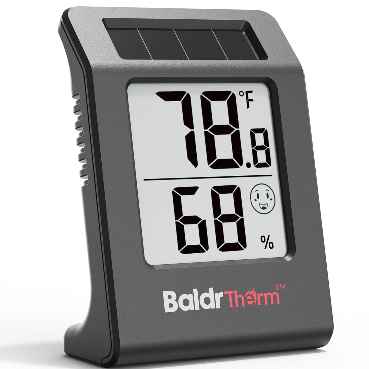 Humidity Meter Hygrometer, Solar-Powered Room Thermometer Indoor Digital Temperature Sensor Monitor, 2.2''Humidity Gauge for Baby Rooms, Home, Office, 1Pack, Black