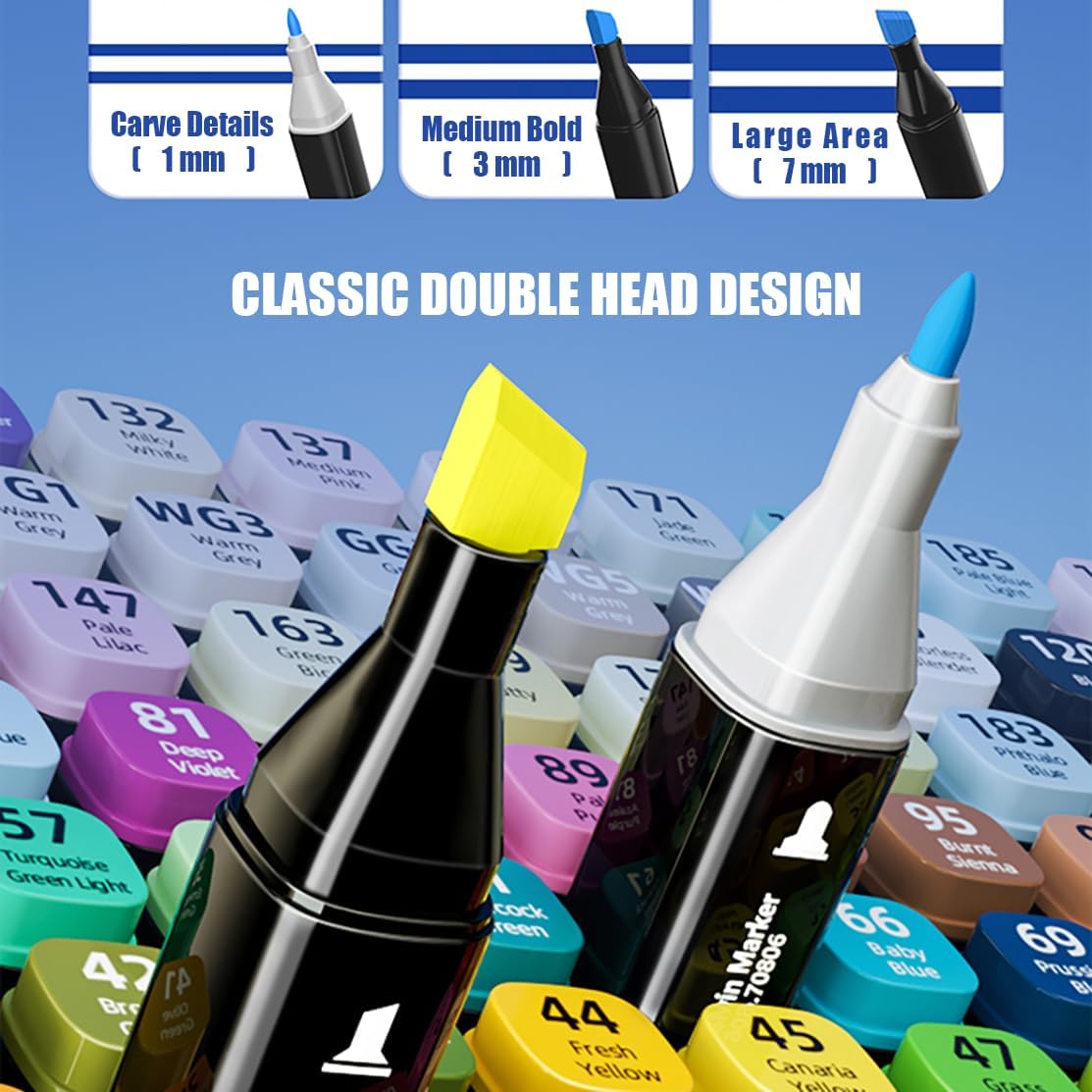 Alcohol Markers, 168 Colors Art Drawing Set for Kids Adults, Dual Tip Permanent Sketch Markers with Organizing Case