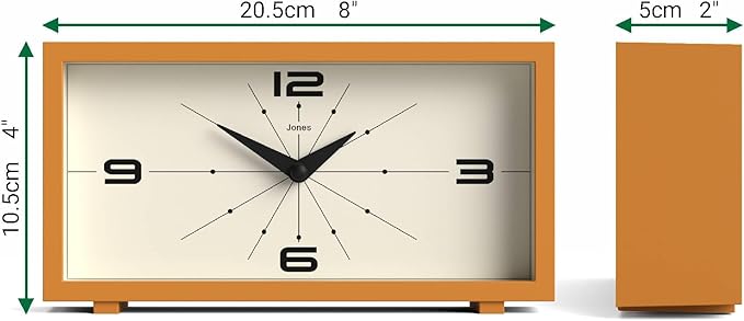 JONES CLOCKS® Odeon Desk Clock | Modern Rectangular Design | Mustard Yellow | - Image 4