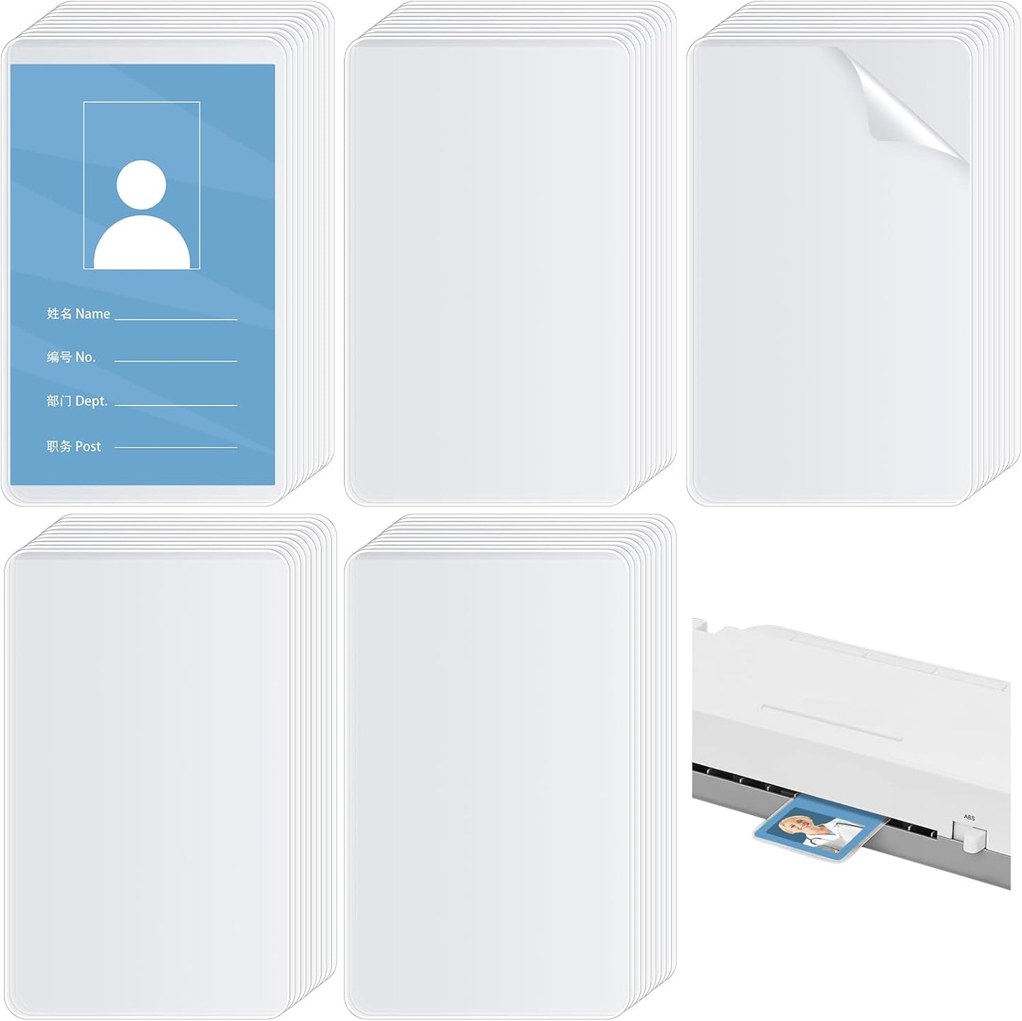 800 Pack 5mil 2.25“x3.75" Thermal Laminating Pouches Badge Laminate Pouches Clear Laminated Luggage Tags Printable Laminated Paper Sheet for Business Permits Cards