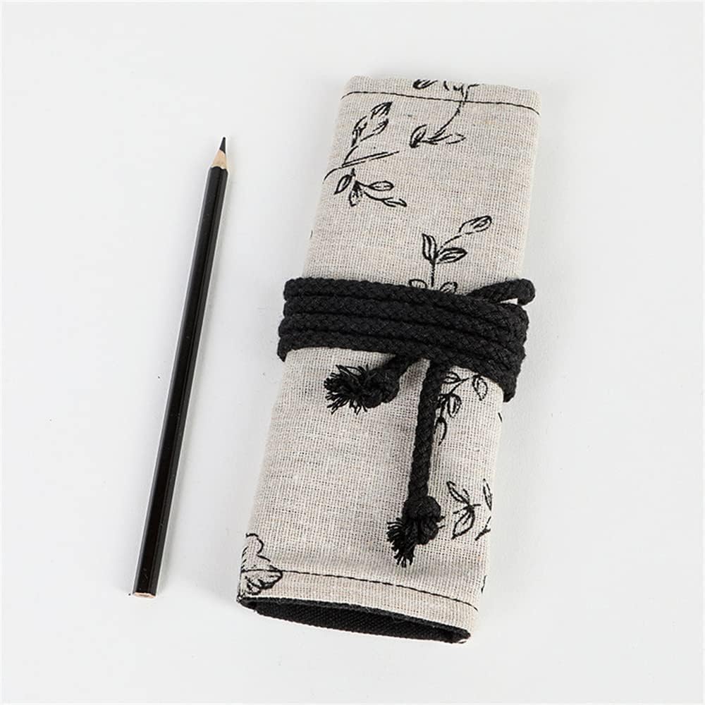 DIYOMR 12/24/36/72 Slots Pencil Wrap Pencil Rolls, Artist Colored Pencil Roll Up Bag Short Brush Pouch Case Pencils Organizer for Drawing Coloring and Sketching, No Pencils (Peony Flower, 12slots)