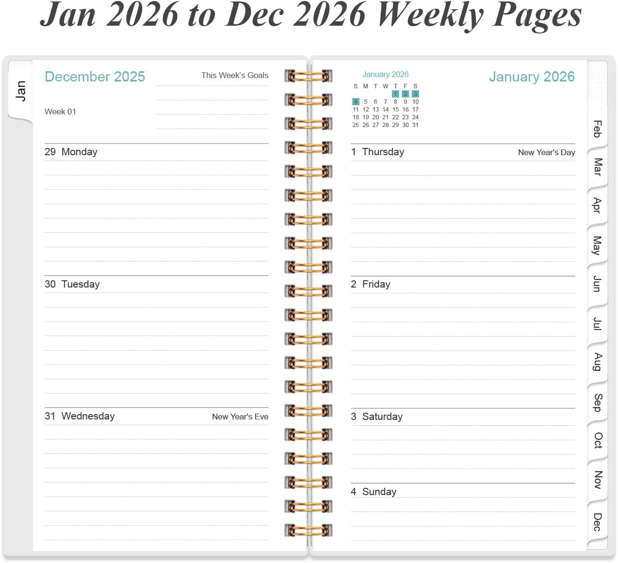 2026 Pocket Planner/Calendar - 2026 Planner from January 2026 - December 2026, Planner 2026 with 12 Tabs, Twin-Wire Binding, Inner Pocket, 3.75" x 6.75", Flower-B
