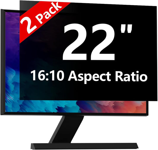 【2-Pack】22 Inch Computer Privacy Screen for 16:9 Monitors with Anti-Spy Anti-Glare Filter, Blue Light Blocking & Eye Protection, Removable Anti-Scratch HD Clarity Screen Protector
