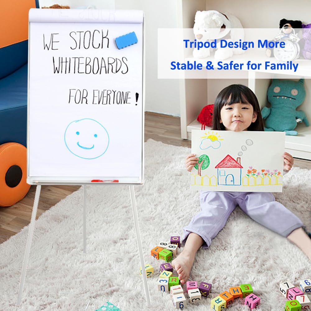 36" x 24" Magnetic Board Dry Erase Easel with Adjustable Tripod Stand – Portable White Board Easel for Office, Classroom Presentations – Includes 25 Flip Chart Paper, Magnets & Eraser