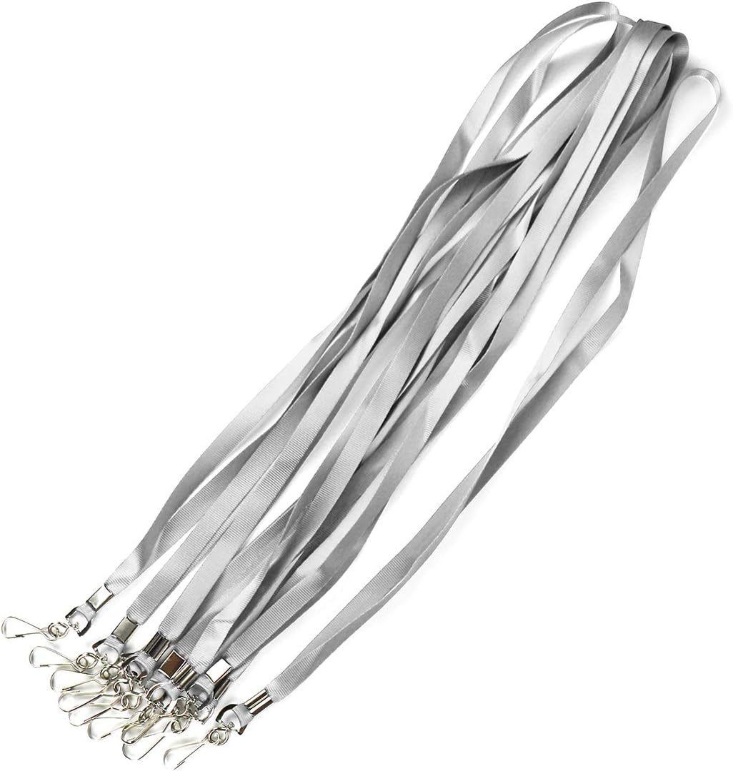 Bird Fiy Gray Bulk Lanyards for Id Badges Nylon Neck Flat Lanyard for ID Name Badge Holder/Name Tag (Gray, 50Pcs)