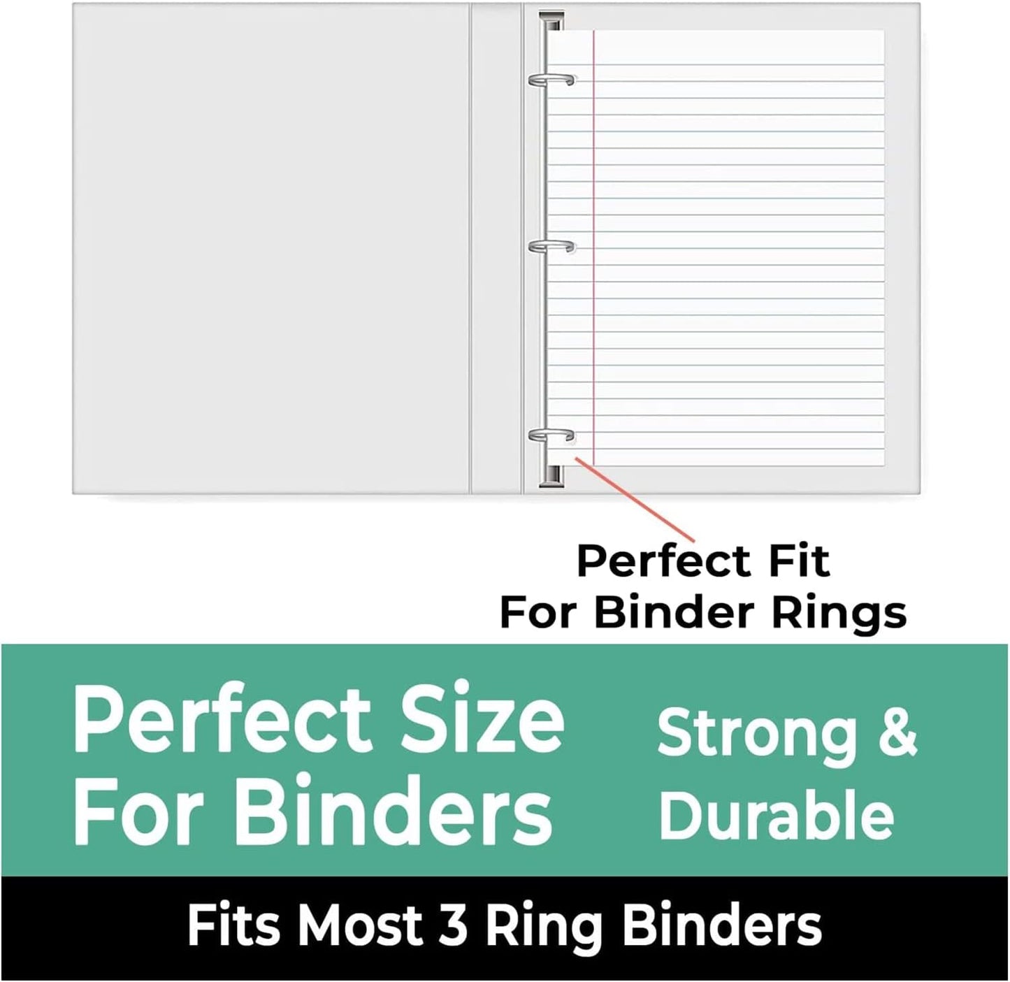 Loose Leaf Paper, 450 Sheets, 3 Pack, College Ruled Paper, 8" x 10.5", Bulk Office Filler Paper, 3 Hole Punched, 150 Sheets/Pack, 56 gsm Paper, College Ruled Notebook Paper for Binder, White