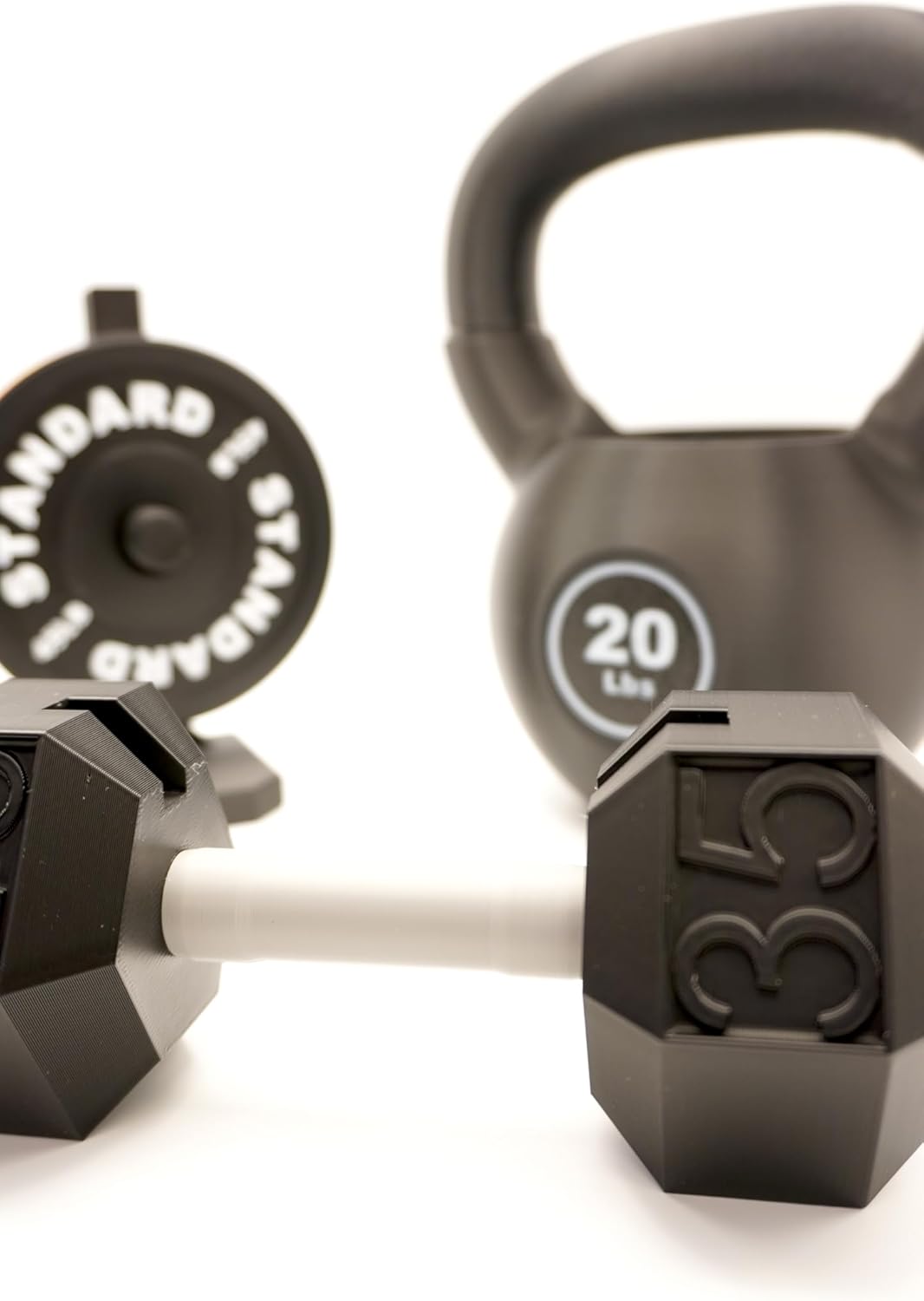 Fitness-Themed Office Desk Set, 3-Piece Dumbbell Business Card Holder, Pen Holder, Black