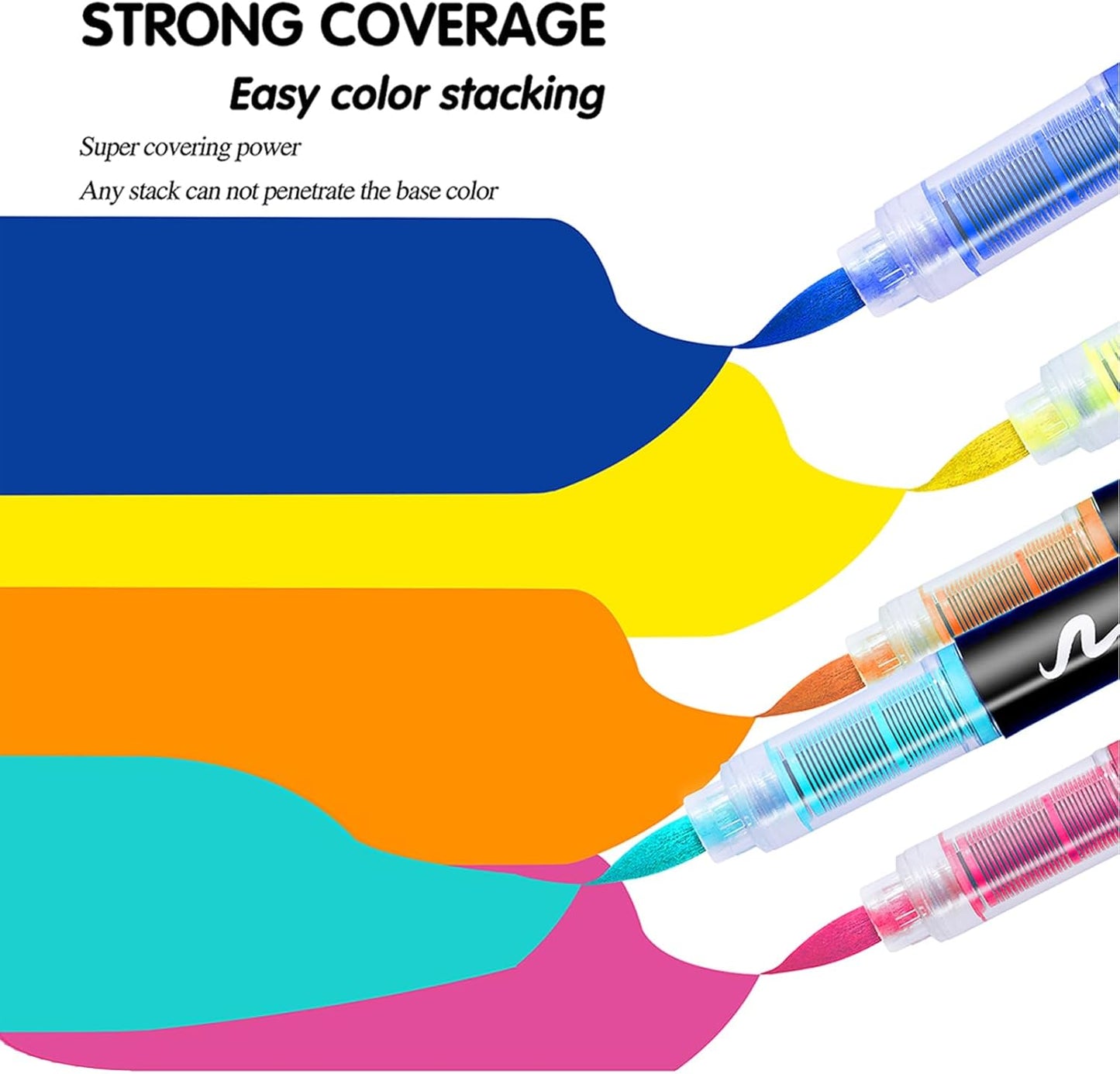 72 Color Paint Pens, Soft Brush Tip Acrylic Markers, Quick-Drying Waterproof for Canvas, Rock, Wood, Stone, Glass, Ceramic, Fabric Painting, DIY Crafts