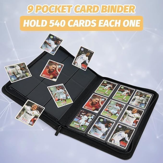 9 Pockets Card Binder,Premium Zip Trading Card Binder,540 Double Sided Pocket PU Collection Binder, Collector Album, Card Folder for MTG, TCG, Business Cards.(Pink)