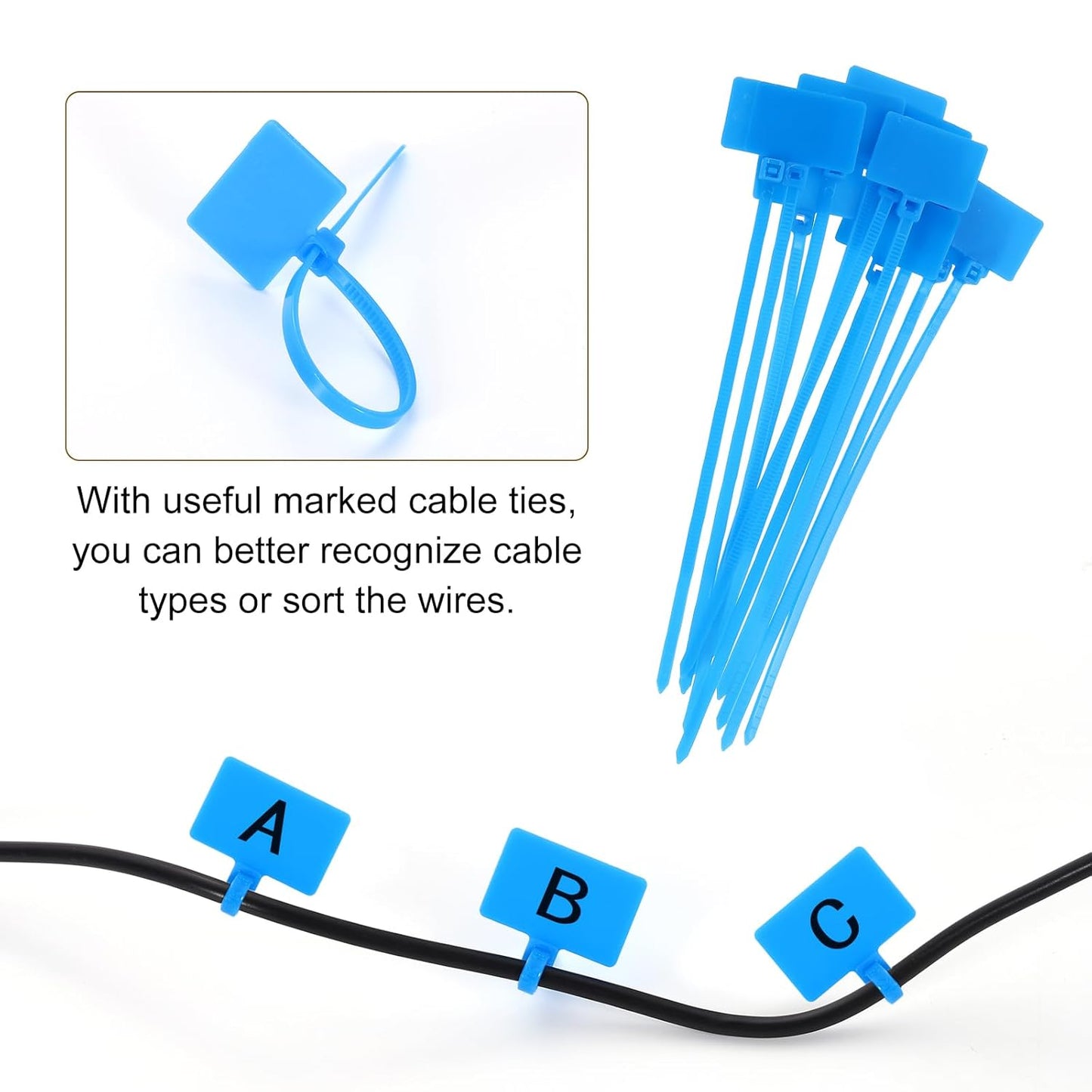 uxcell Desk Grommet, 1-3/4" (45mm) Zinc Alloy Cable Hole Cover Wire Cord Organizer with Marked Cable Ties for Home Office Desktop Wire, Silver Tone