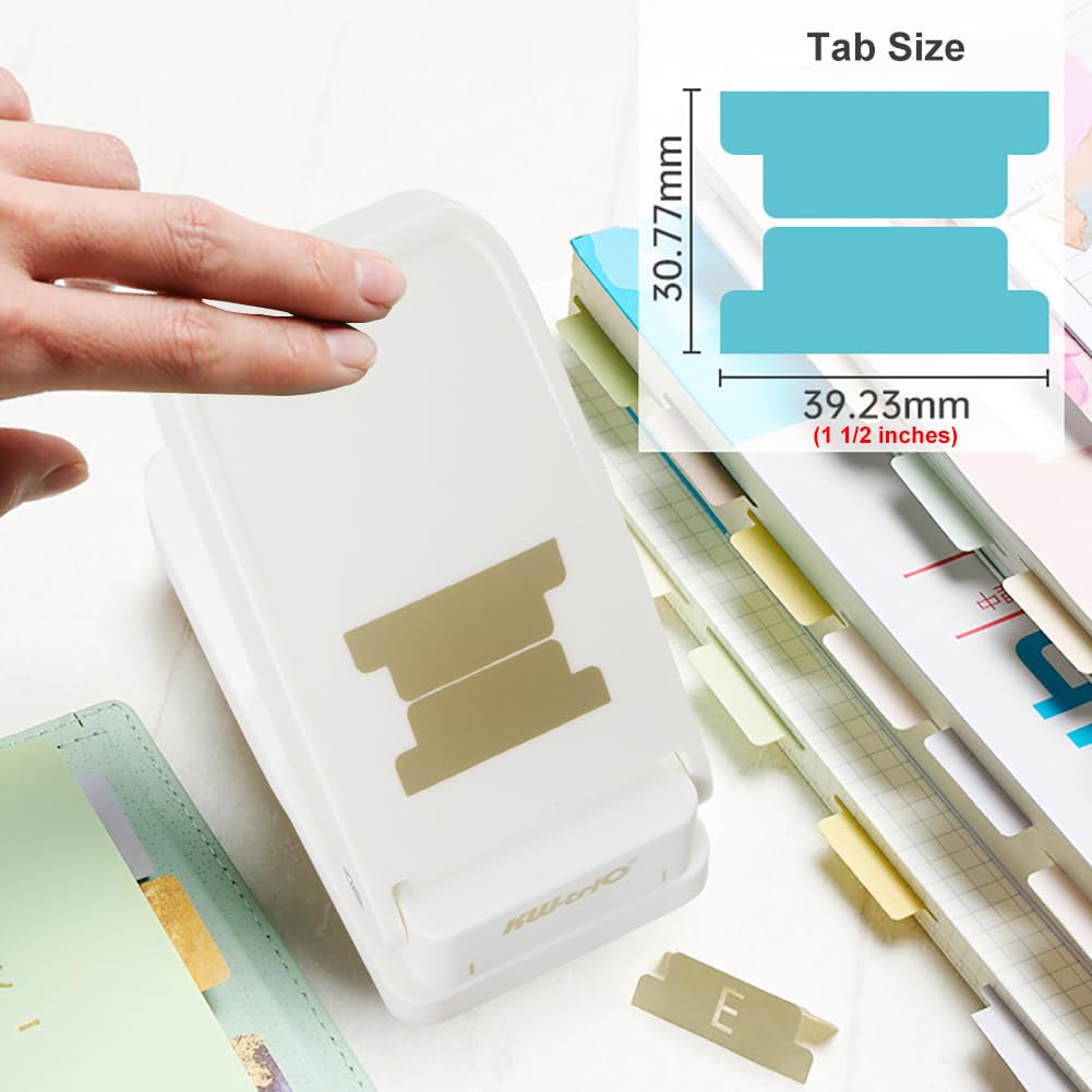 Tab Punch DIY Index Tabs Puncher Tag Punch Paper Punch for Scrapbooking, Journaling Tabs, Bible Tabs, Book Tabs, Planner Inserts and More Projects (White)
