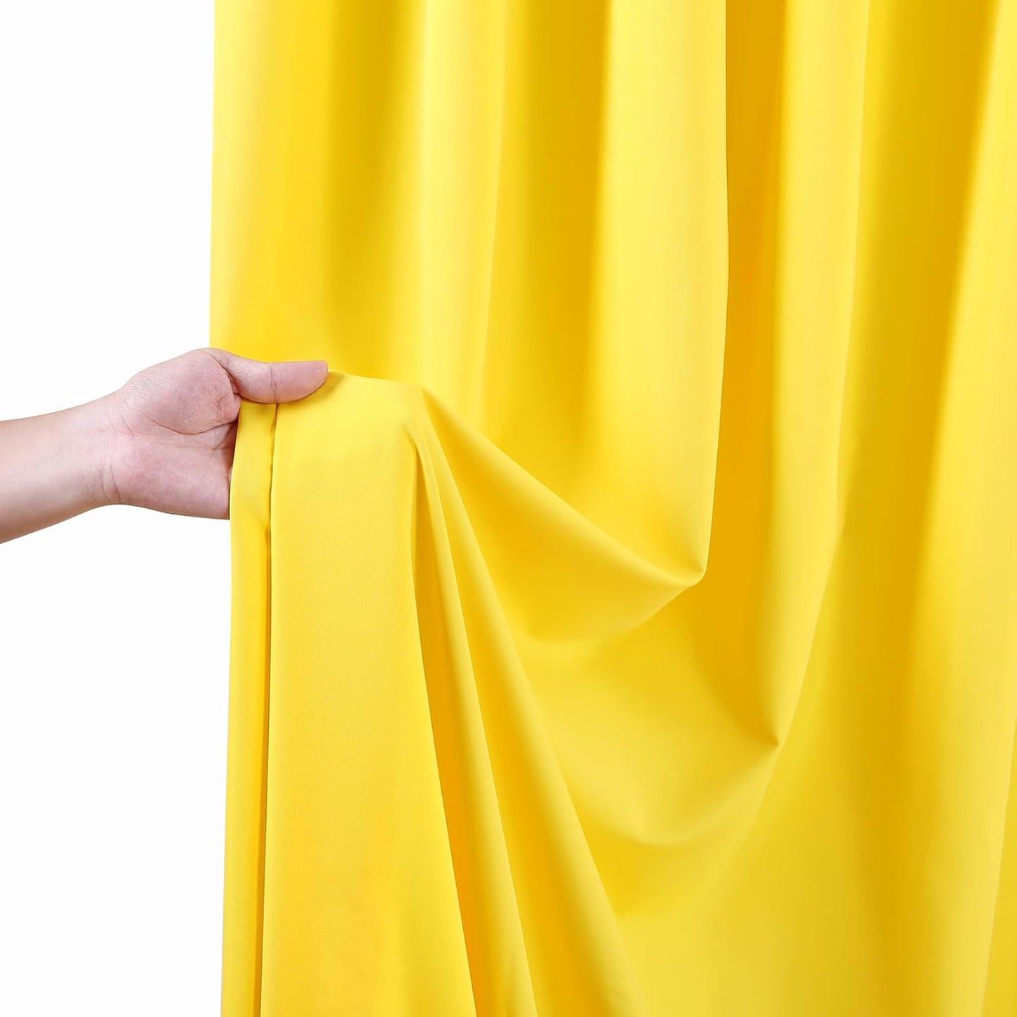 Yellow Backdrop Curtains 2 Panels 5ft x 10ft Polyester Wrinkle Free Fabric Lemon Yellow Drapes for Backdrop Birthday Party Wedding Baby Shower Decorations