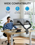 HUANUO FlowLift™ Dual Monitor Stand, Fully Adjustable Gaming Monitor Desk Mount - Image 2