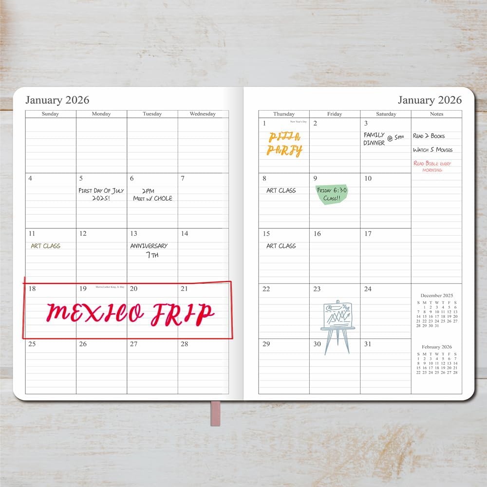 2025-2026 Planner - Weekly and Monthly Planner, Oct 2025 - Dec 2026, Vegan Leather Cover, Elastic Closure, 8.5"x11", Rose Gold
