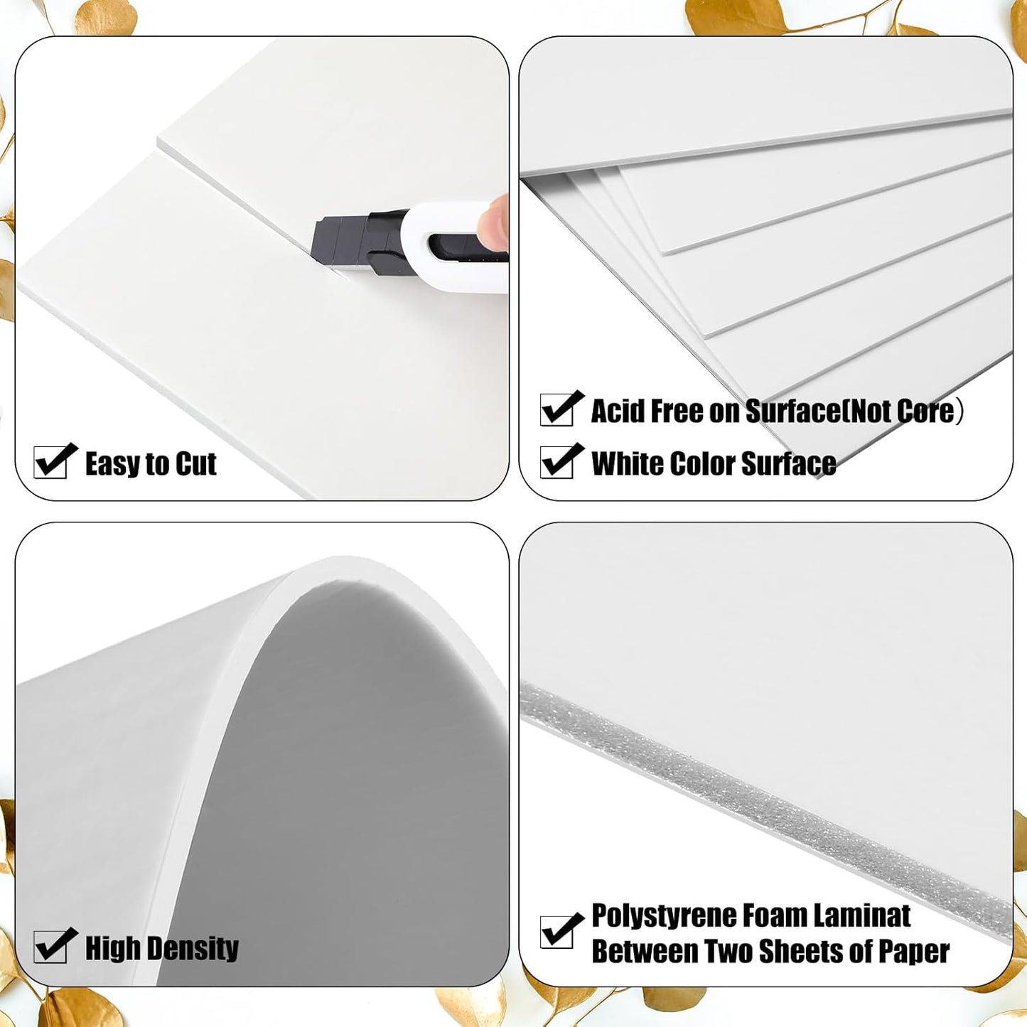 Frienda 100 Pack Foam Boards 1/8 Inch Thickness Foam Poster Boards Core Backing Board for Projects Presentation Board for School Crafts Office Art Projects(11x14x0.125 Inches,White)