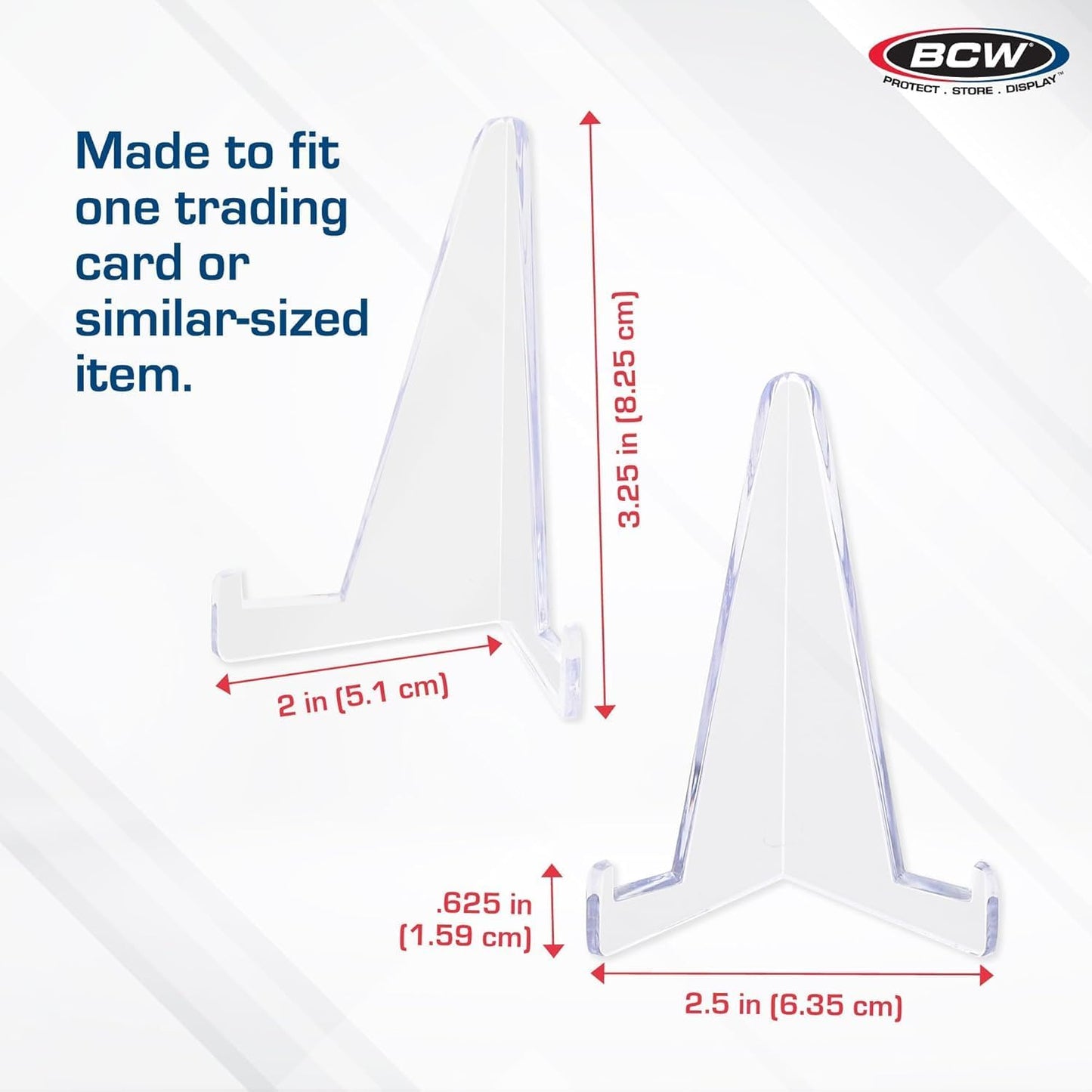 BCW Card Stands - Set of 10 | Crystal Clear Transparent Mini Easels for Picture Display | Durable & Sturdy Design | Perfect for Trading Cards, Sports Memorabilia, Use at Home, Office, Shop, and More