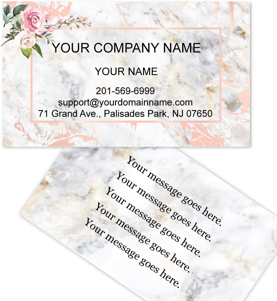 Custom Premium Business Cards, Full color - Marble (350gsm-Thick paper), Made in The USA (Pink Rose)