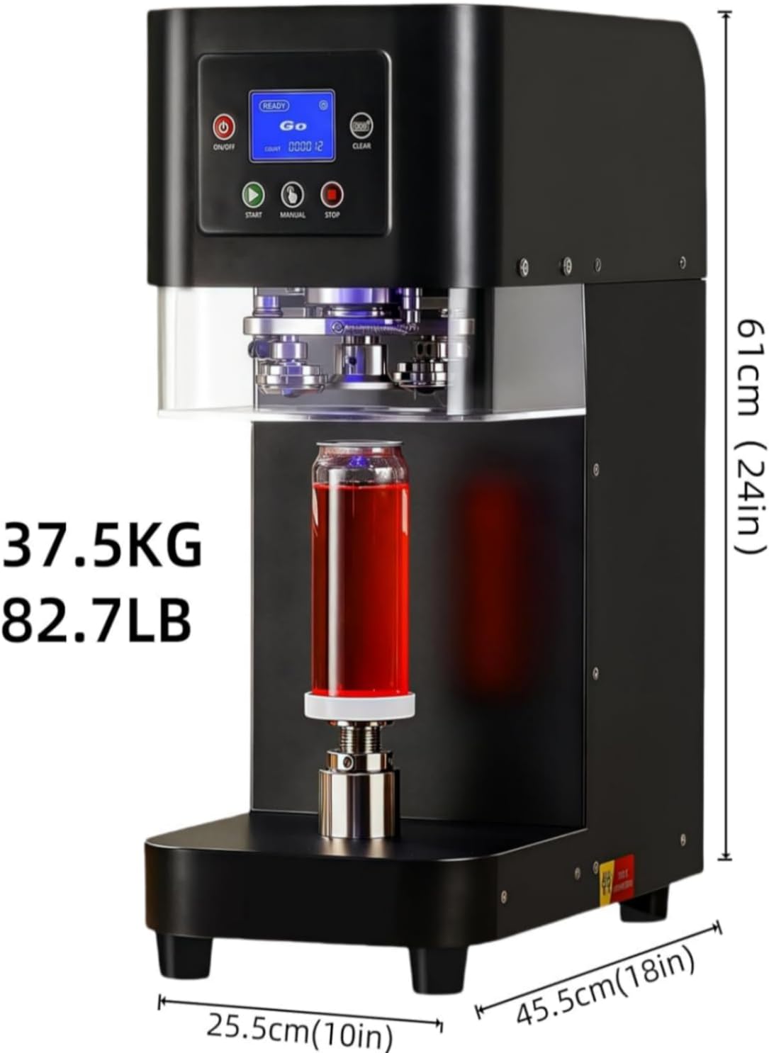 Commercial Can Sealing Machine- 2.4-6.7 inch Height Adjustable,Automatic soda can sealer machine for Plastic and Aluminum Beer Can (5.5cm in Diam)-Black Cup Sealing Machine