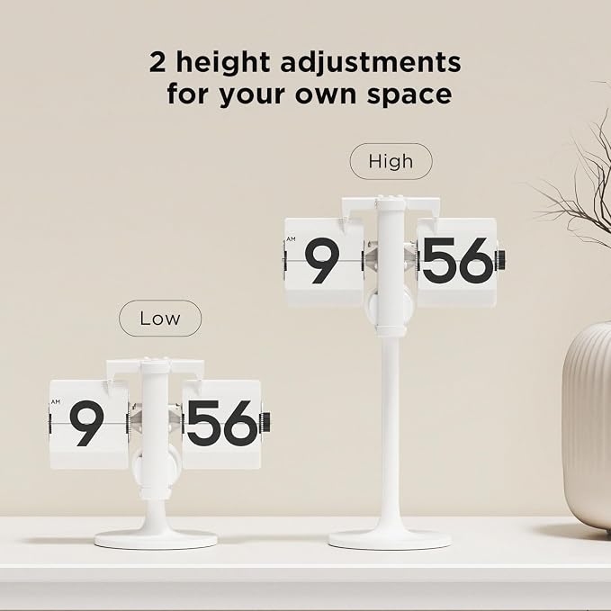 mooas Standing Height Adjustable Flip Desk Clock, Retro Vintage Analog Design - Image 2