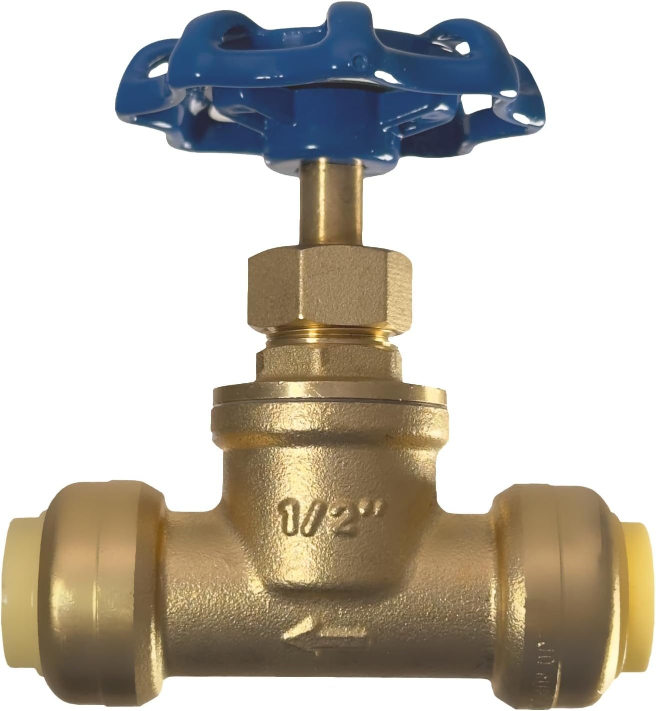 1/2 inch Push Fit Stop Valve with Drain and Vent, Push to Connect Brass Plumbing Fitting, Pex Pipe, Copper, CPVC, PE-RT, HDPE, 2-5-1=1, 1 Piece