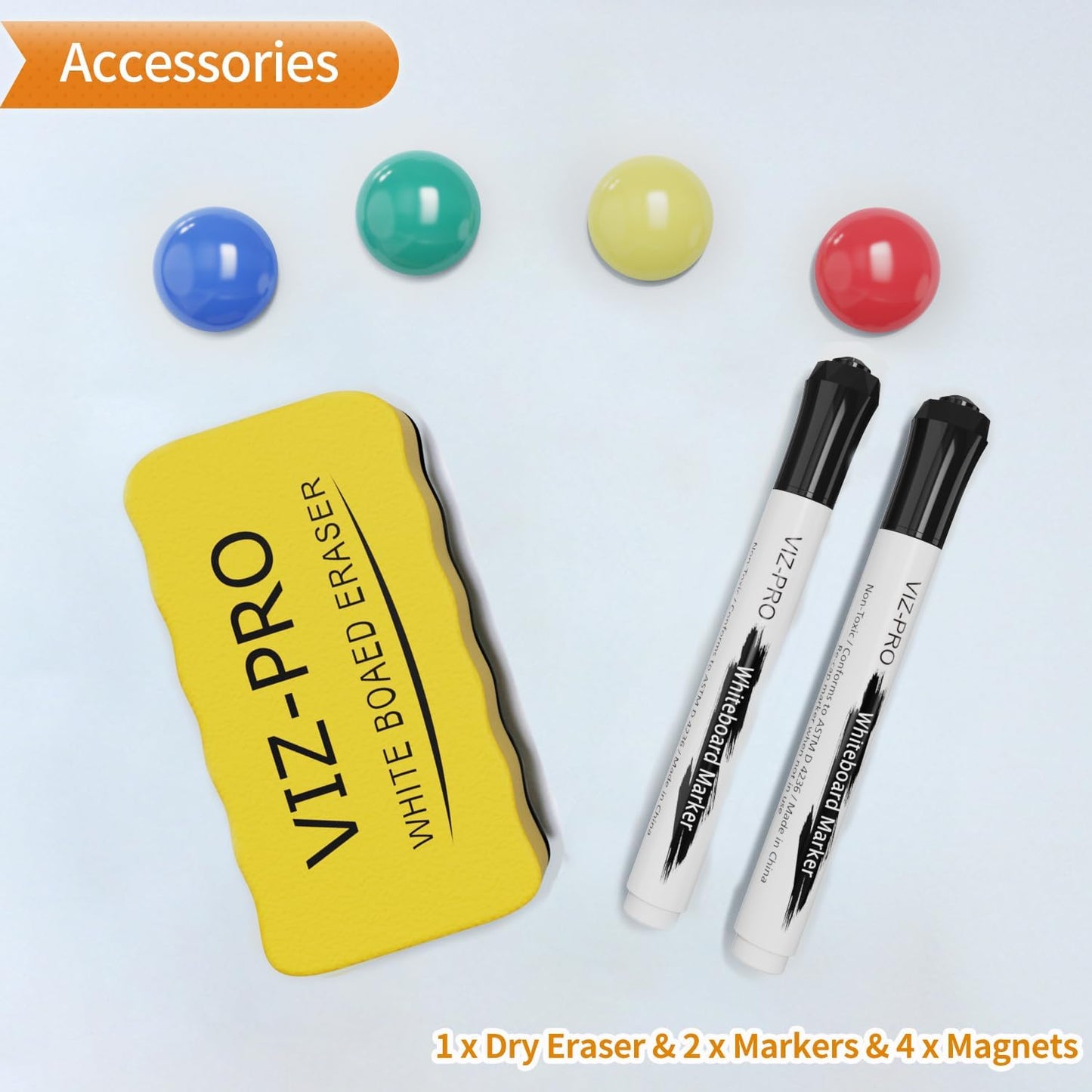VIZ-PRO Magnetic Whiteboard/Dry Erase Board, 18 X 12 Inches, Includes 1 Eraser & 2 Markers & 4 Magnets
