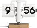 mooas Classic Modern Wood Mini Flip Desk Clock, Retro Vintage Analog Design by mooas