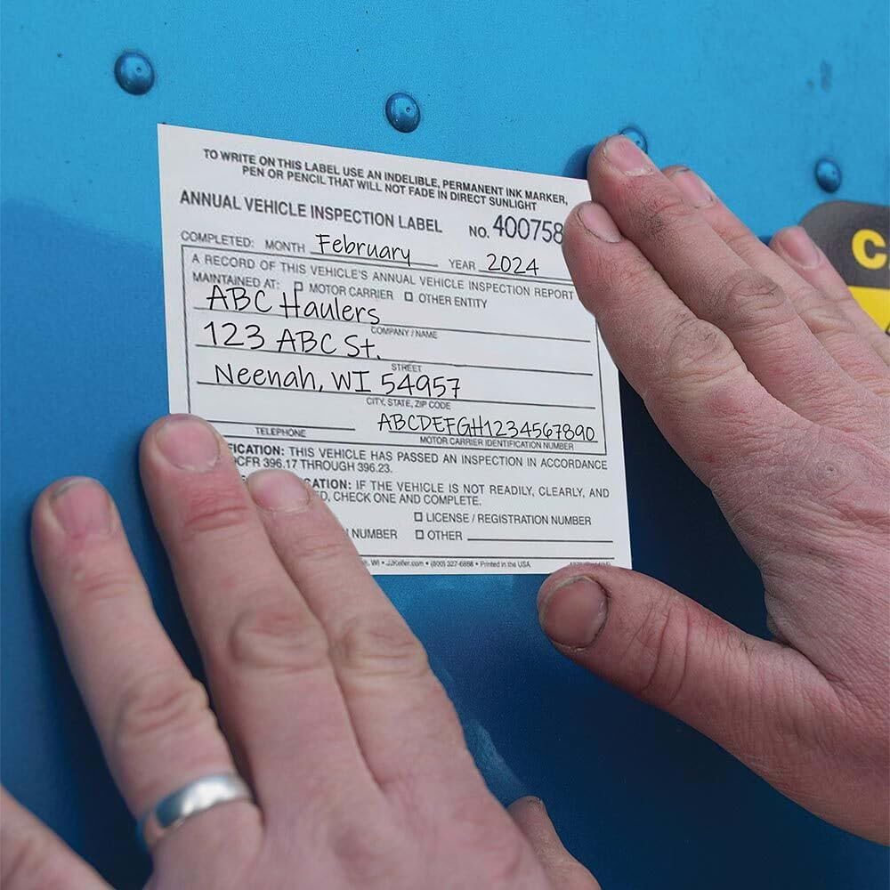 J. J. Keller 50-Pack, Record of Annual Inspection Form with Inspection Decal & Prenumbered Vinyl Adhesive Label 2-Ply, 2-Ply Carbonless Form, DOT Compliant