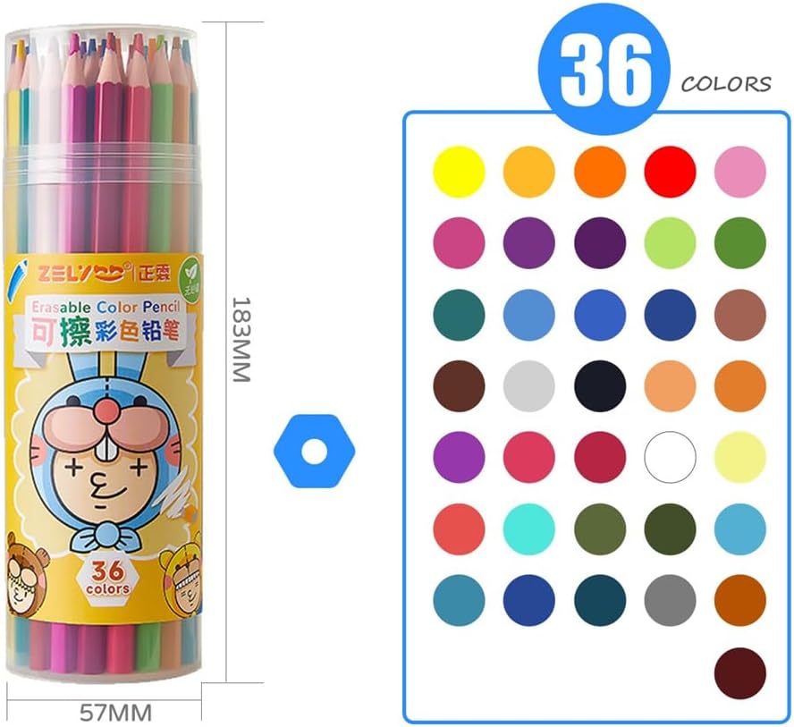 Erasable Colored Pencils, Bulk Colored Pencil Set, Pencils for Adult Coloring Books, Holiday Gift for Teens, 6+ (36pcs set)