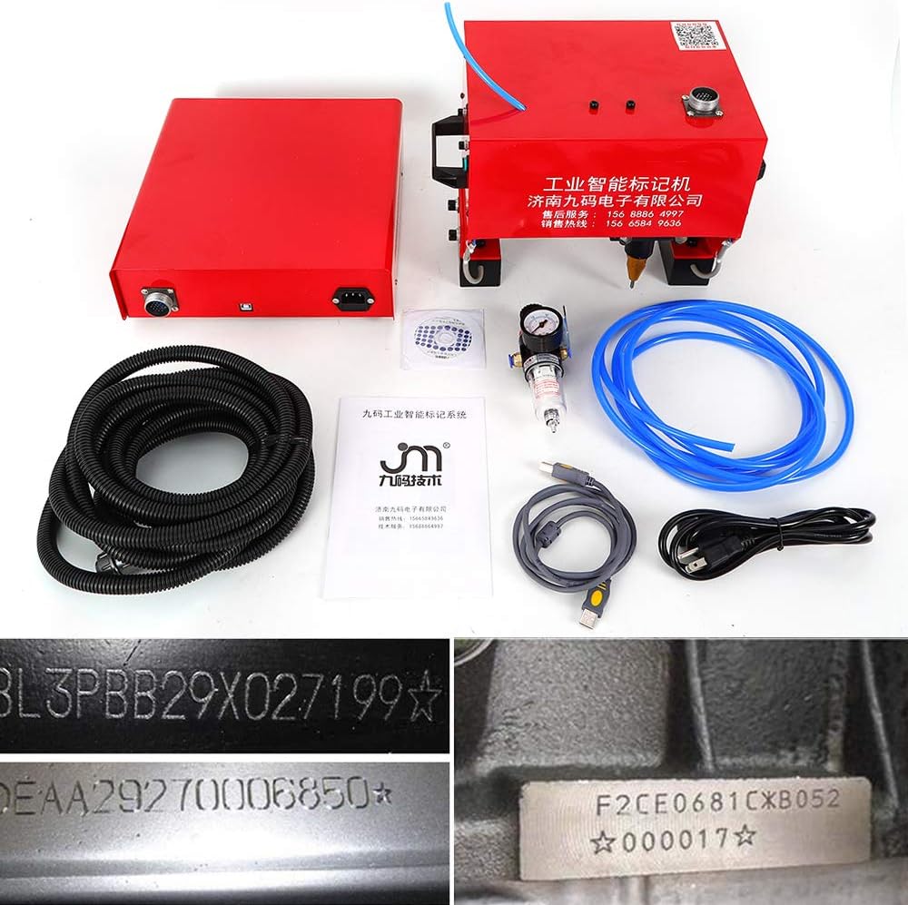 MuChaIOAK Dot Peen Marking Machine, Portable Pneumatic Handheld Dot Peen Marking Machine Tool Engraving Machine for VIN Code Chassis Number kit 110 * 70mm