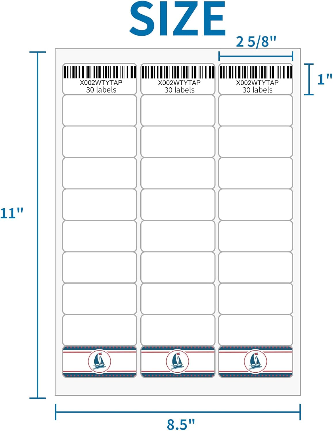 [2000 Sheets 60000 Labels] BESTIKER Address Labels 1” x 2-5/8” Shipping Mailing Labels 30 per Page Printable FBA Barcode Label, Laser & Inkjet Printer Labels 30up White