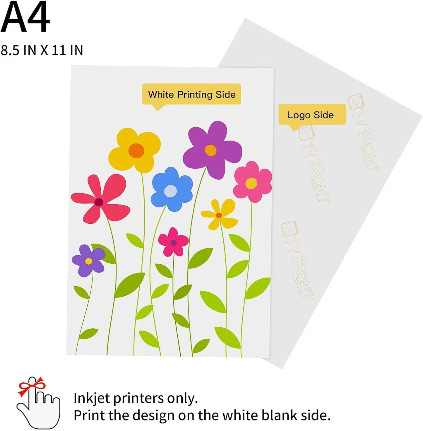 HTVRONT Heat Transfer Paper for T Shirts 20 Sheets, 8.5" X 11" Printable Heat Transfer Vinyl, Vivid Color & Durable Iron on Transfer Paper for Dark Fabric