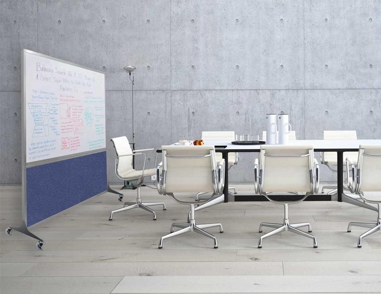 DivideWrite Mobile Whiteboard | Double Sided Dry Erase Board | Portable Office Cubicle Partition | Display for Classrooms, Conference Rooms, Meeting Areas and More | Red Fabric 5' Wide X 6' Tall