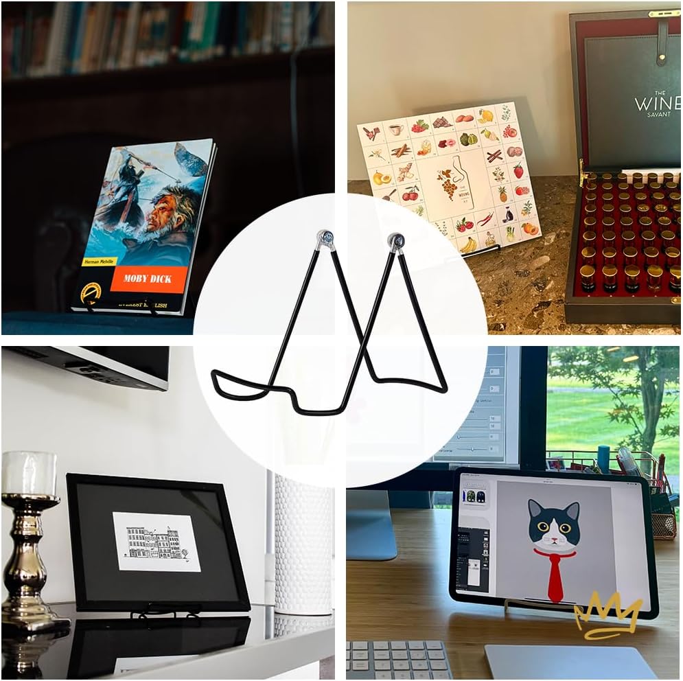 KINGDOM SOLUTIONS MADE IN USA 4-Pack Sturdy & Durable Adjustable Metal Easels to Display Books, Frames, Comics, Plates & More - Unique on the Market