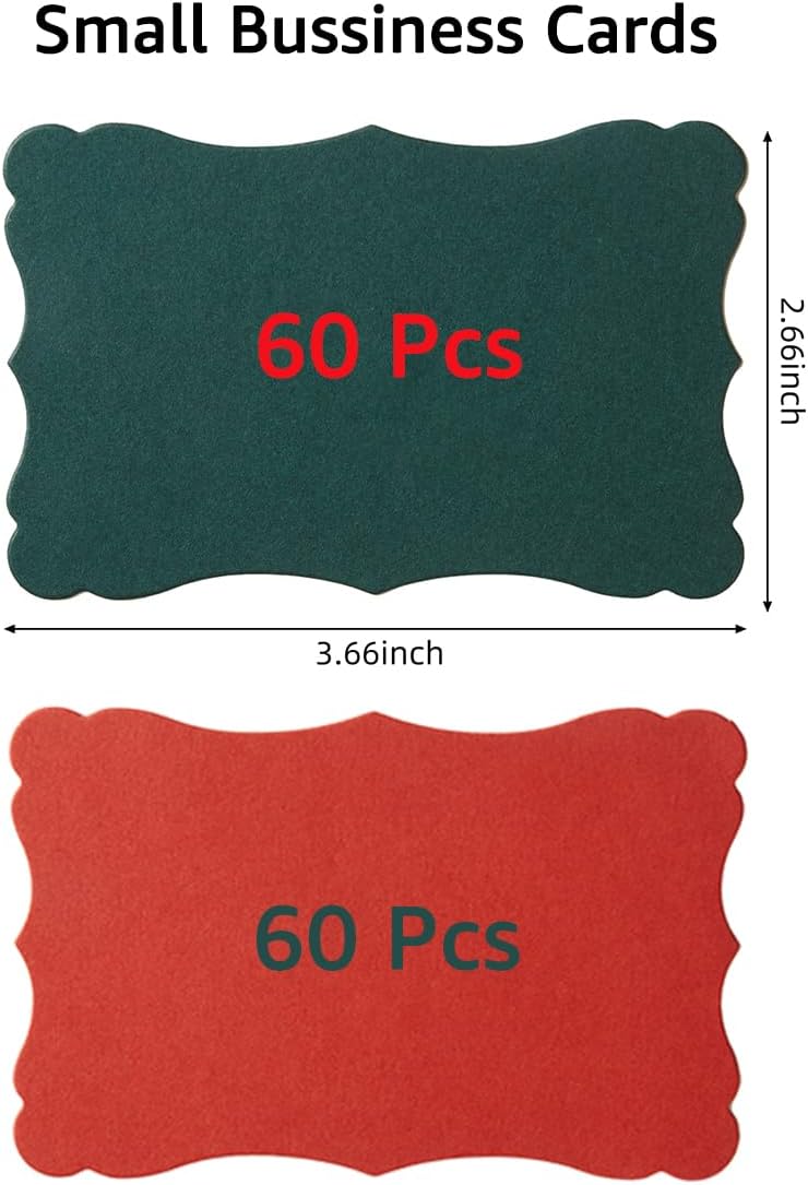 120 Pieces Small Mini Business Cards Vintage Assorted Colors Blank Note Gift for Business, Gift Cards (Christmas Red Green)