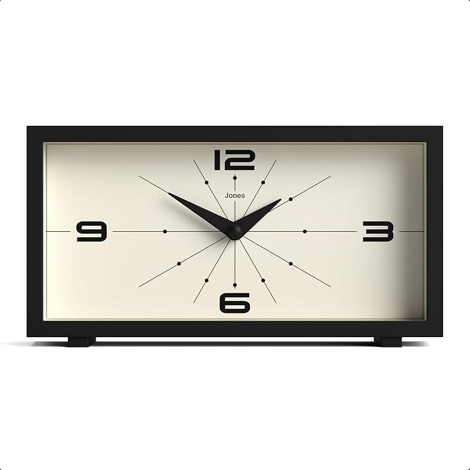 JONES CLOCKS® Odeon Desk Clock | Modern Rectangular Design | Black | Stylish by JONESCLOCKS