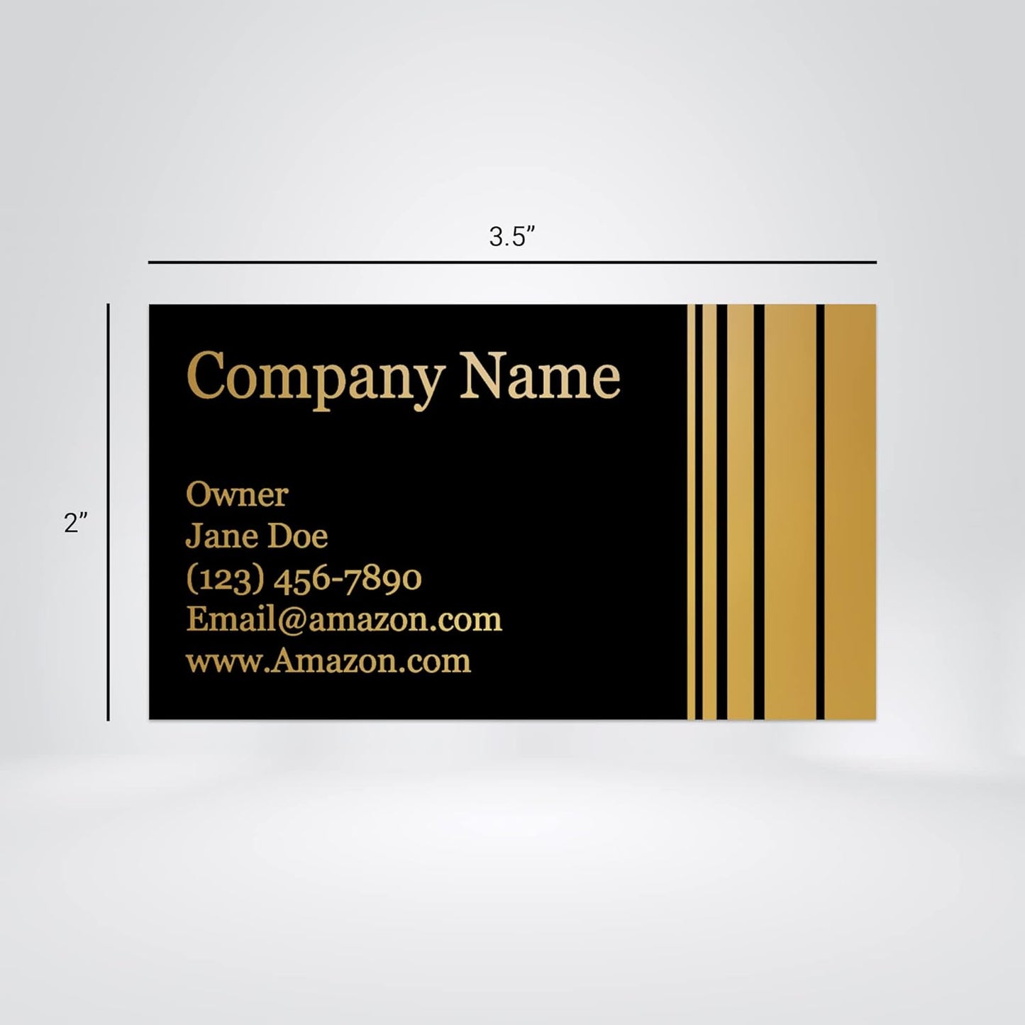 Personalized Gold Foil Black Business Cards 100 Pack - 3.5" x 2" Cards - 14 PT Thick Sturdy Cards - Unique Shiny Gold Foil - Made in the U.S.A. (Gold Ascending Lines)