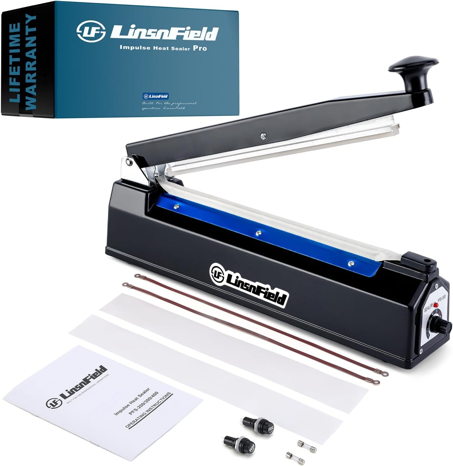 Sealer Pro, 8-inch Impulse Heat Sealer, 2-mm Sealing Width Super Heavy Duty Bag Sealing Machine with Extra 2 Replacements,Black