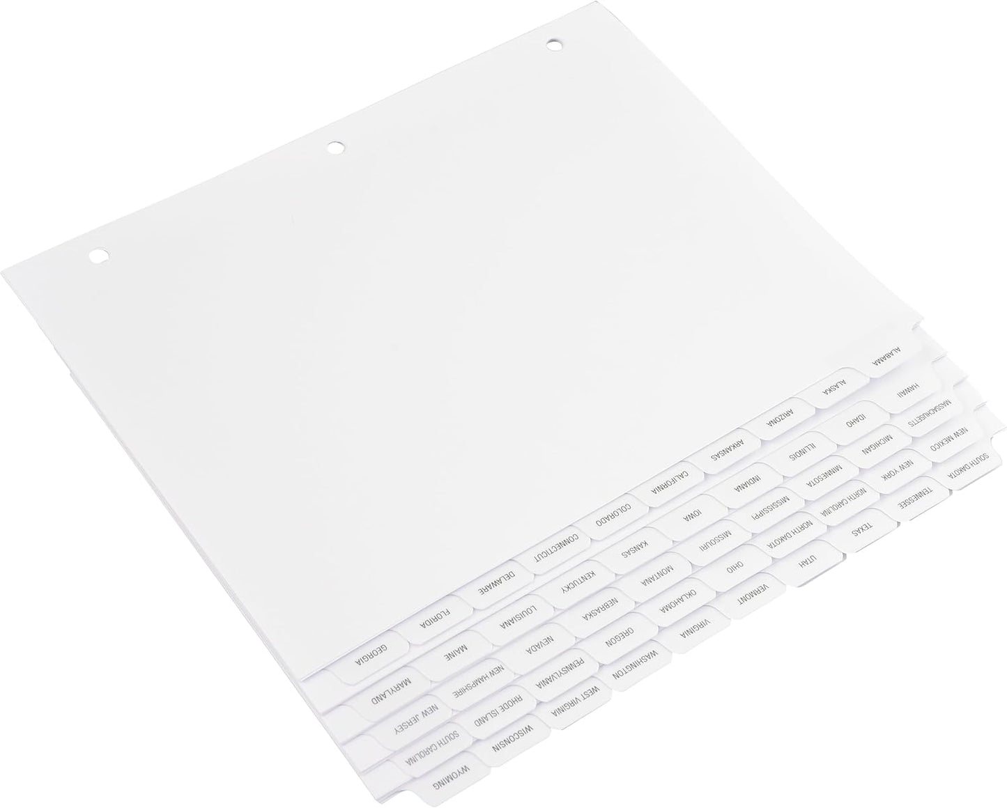 Exhibitindexes® State Divider Tabs/Indexes 3 Hole Punched