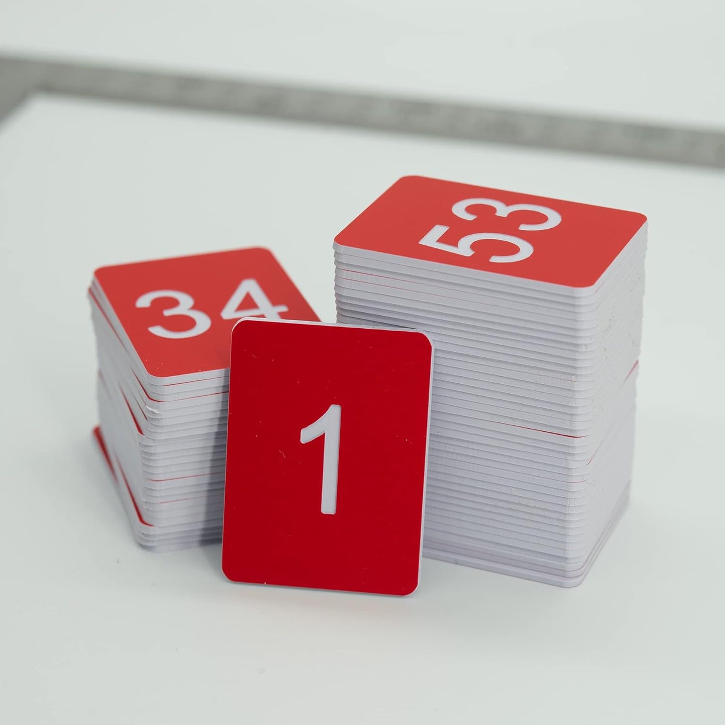 StayMax Rectangle Plastic Numbered Tags Number Disc Number Token (0-50, Red)