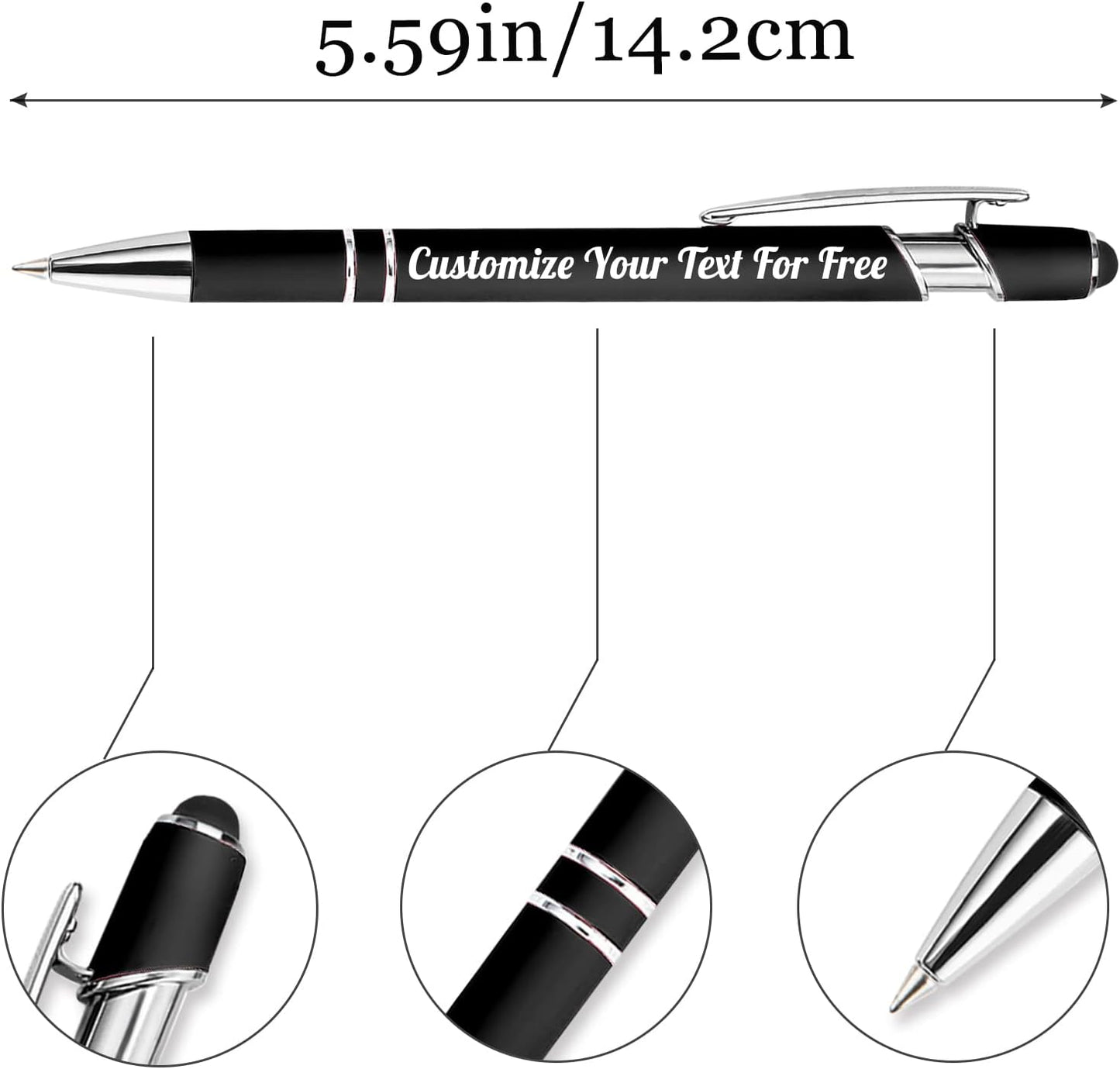 Max 500 Pcs Personalized Pens Bulk, Custom Pens with Free Engraving, Customized Stylus Tip Ballpoint Pen with Your Name Massage Text for School Office Business Graduation Anniversaries-100 Packs