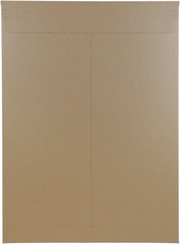 JAM PAPER Stay-Flat Photo Mailer Envelopes with Peel & Seal Closure - 13 x 18 - Brown Kraft - Sold Individually