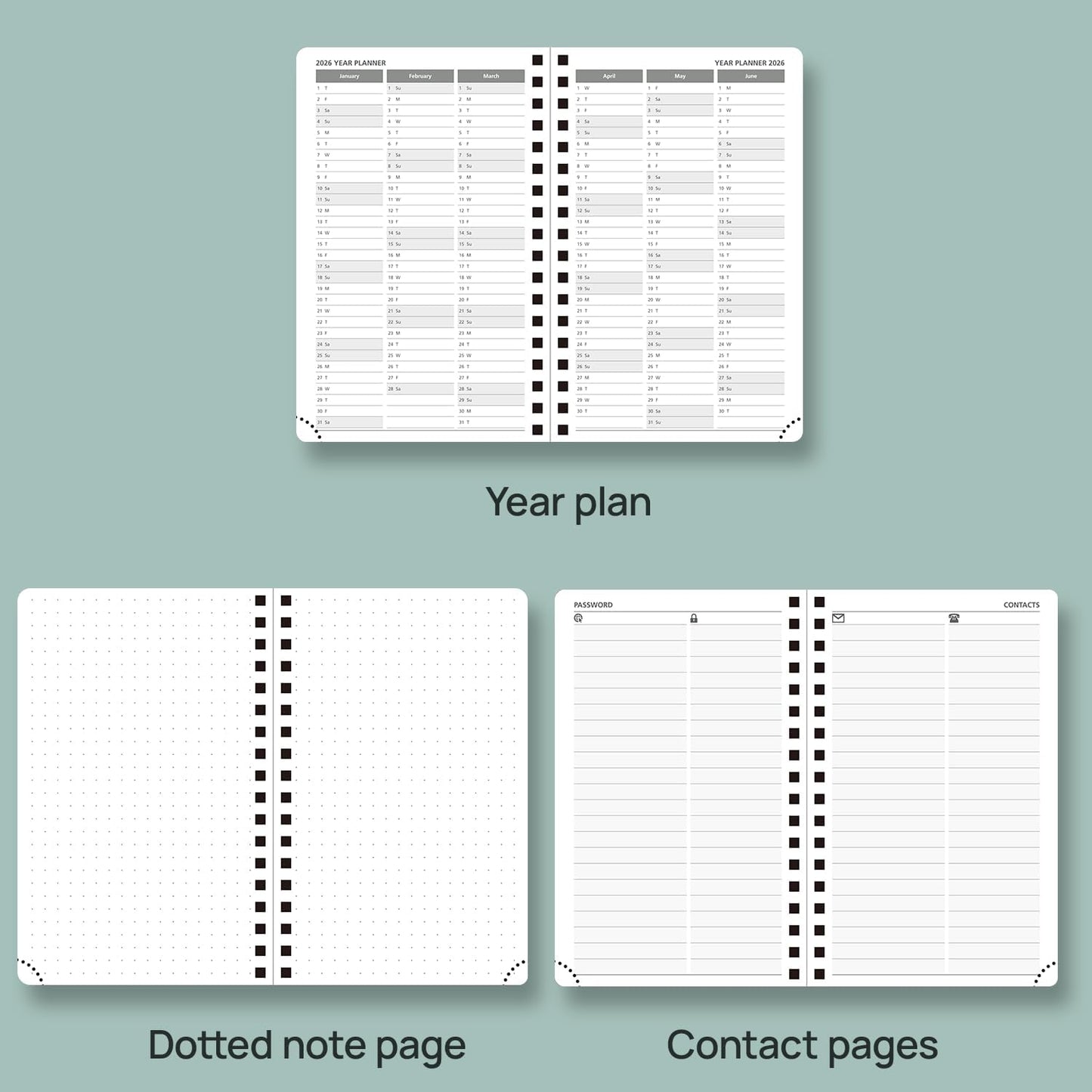 POPRUN Planner 2025-2026 Weekly Notebook (Pocket Size 4''x 6.25''), Small Academic Calendar for Purse with Spiral Soft Cover, Plastic Ruler, Inner Pocket, 100 GSM - Royal Blue