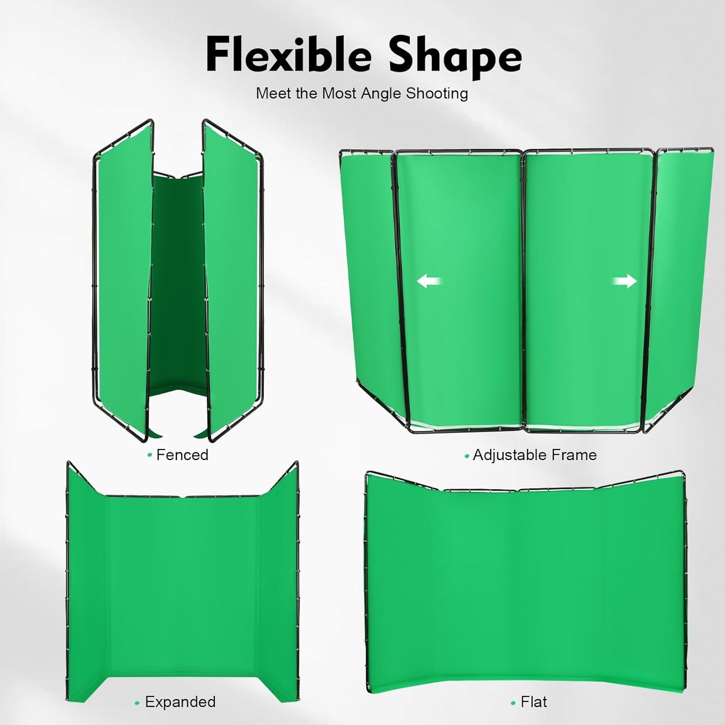 7.87ft x 13.12ft Large Green Screen Backdrop with Stand, Portable Foldable Photography Backdrops Large Collapsible Backdrop System for Photo Studio Video Shooting, Live Streaming (Green)
