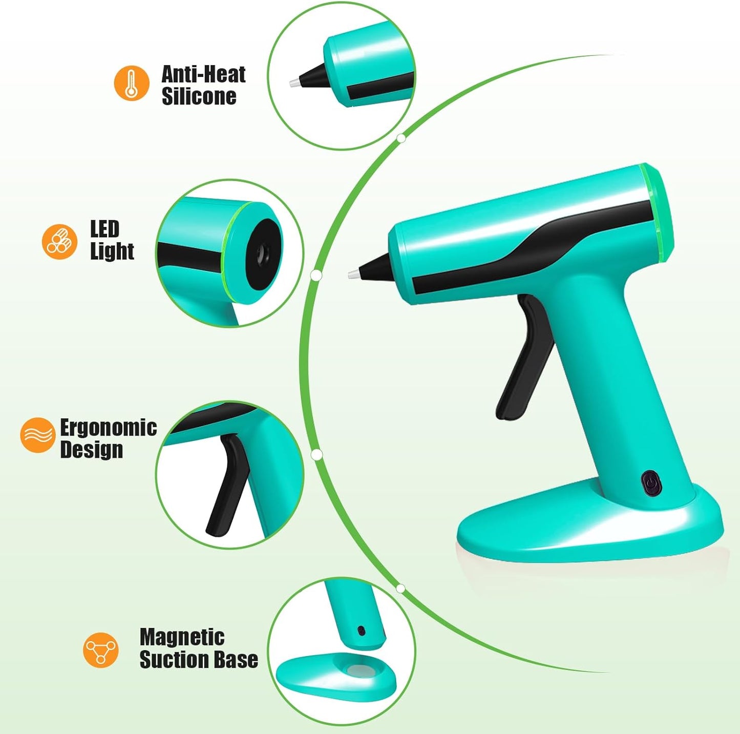 MONVICT Smart Power-Off Cordless Hot Glue Gun, Mini Glue Gun Kit with 2.2A Battery, Storage Bag, 40 Pcs Glue Sticks, 10 Pcs Craft Sticks, USB-C Rechargeable Hot Melt Glue Gun for DIY Craft Gift