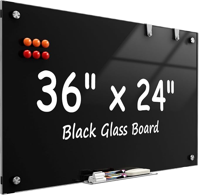 MaxGear Glass Whiteboard Wall Mounted, Frameless Magnetic Dry Erase Board by MaxGear