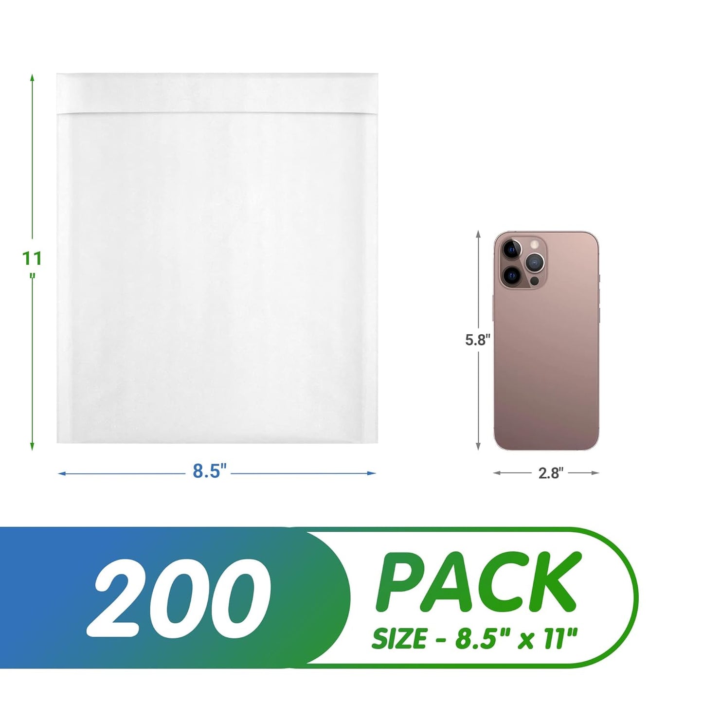 White Kraft Bubble Mailer Envelopes, 8.5 x 11 Inches. 200 Pack Mail Padded Envelopes Self Seal. Waterproof Kraft Bubble Mailers. Tear-Resistant Mailing Envelope Padded. Sturdy Paper Mailer