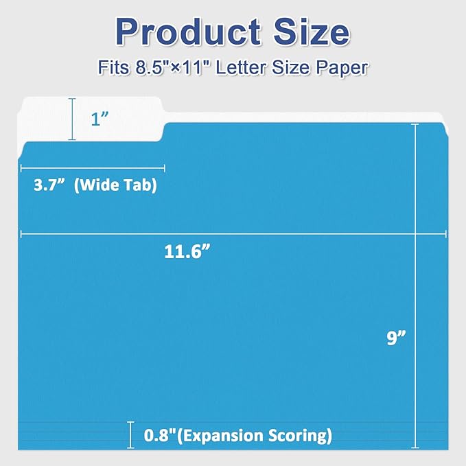 File Folder, PANDRI 220 Pack Colored File Folder, 1/3 Cut Tabs, Letter Size - Image 2