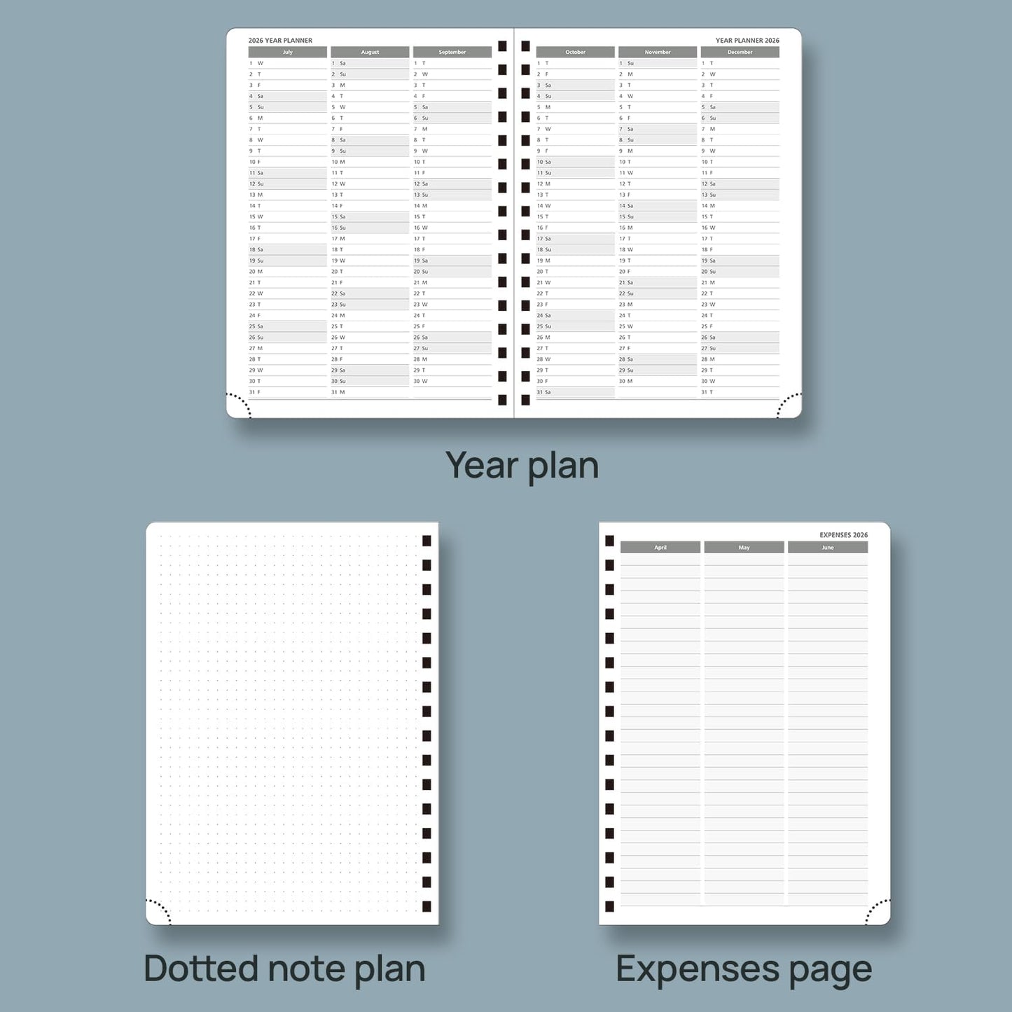 POPRUN 2026 Planner (Medium Size 8.5'' x 6.25'' Wire-Bound Hard Cover) Daily Weekly and Monthly Calendar - Agenda 2026 (Jan.2026-Dec.2026) with Hourly Schedule, Monthly Tabs - Light Yellow