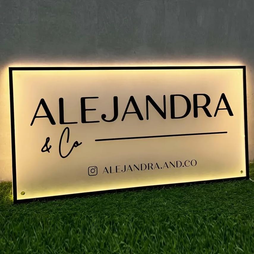 Custom Backlit Acrylic Sign, Illuminated Business Logo Sign, Personalized LED Logo Neon Signs for Business Office Beauty Salon Decor (Rectangular, 15"~60")